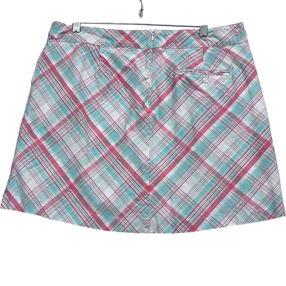 Lady Hagen Plaid Golf Skirt with Built-in Shorts Pink Aqua White Size‎ 12